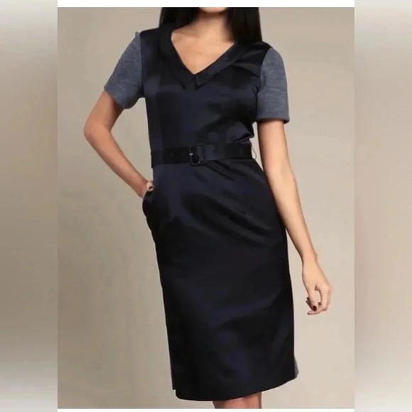 VERA WANG LAVENDER LABEL Black Gray Silk Wool S/s Dress Sz Medium? EUC
